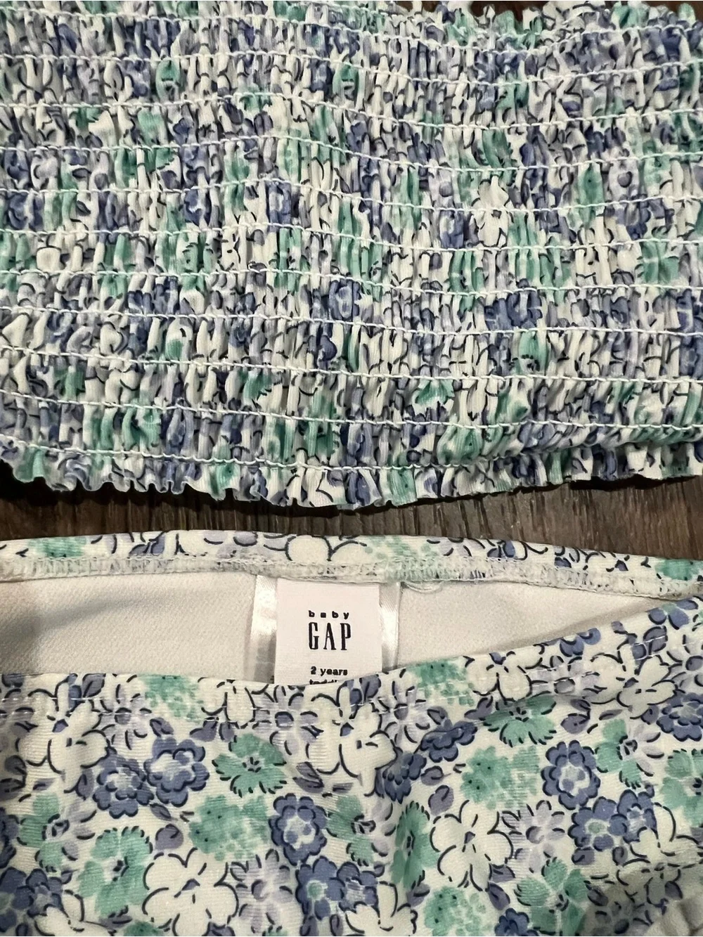 GAP Girls Floral Bikini Set - White, Blue, Mint Green